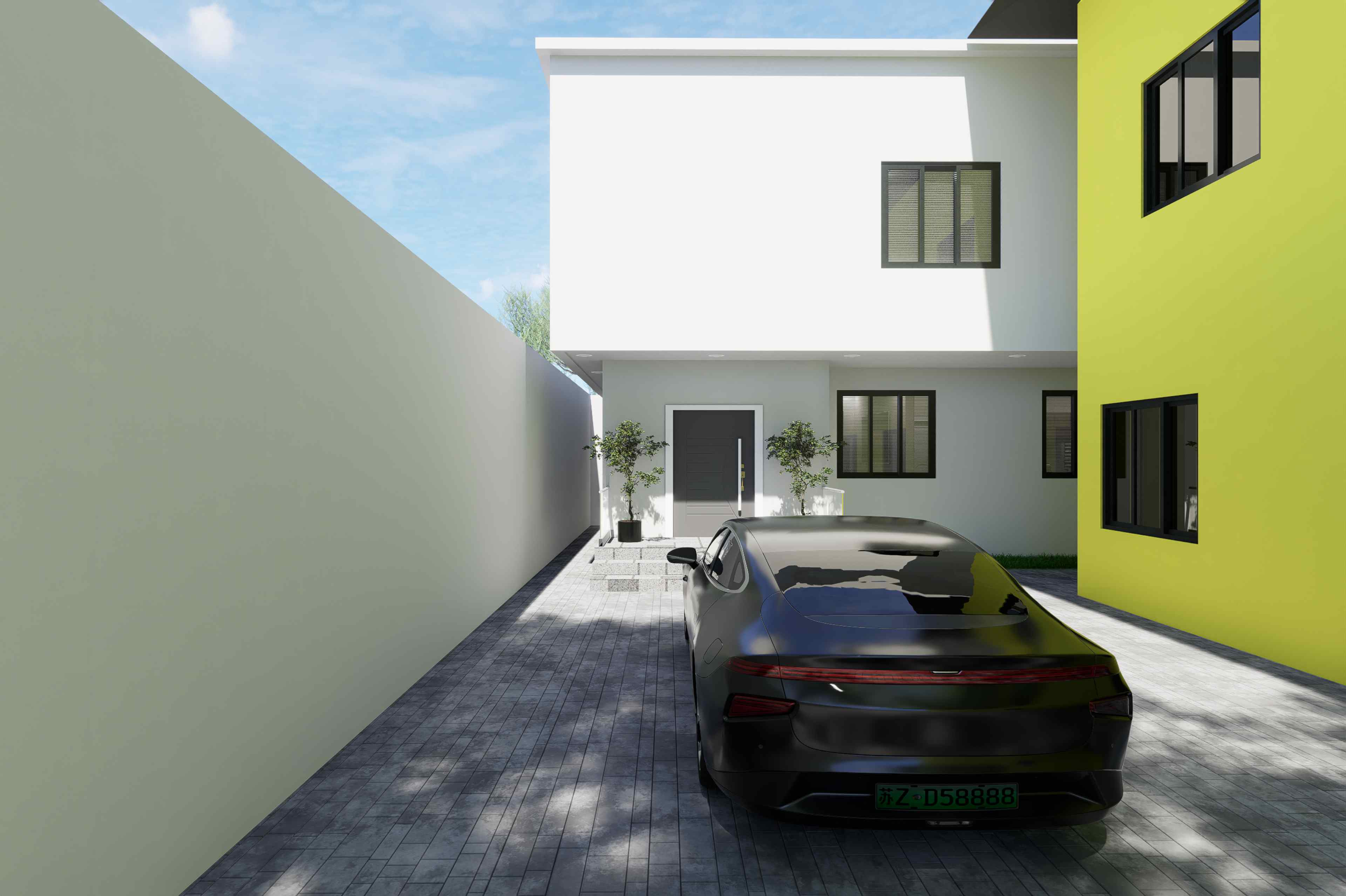 Rear driveway perspective